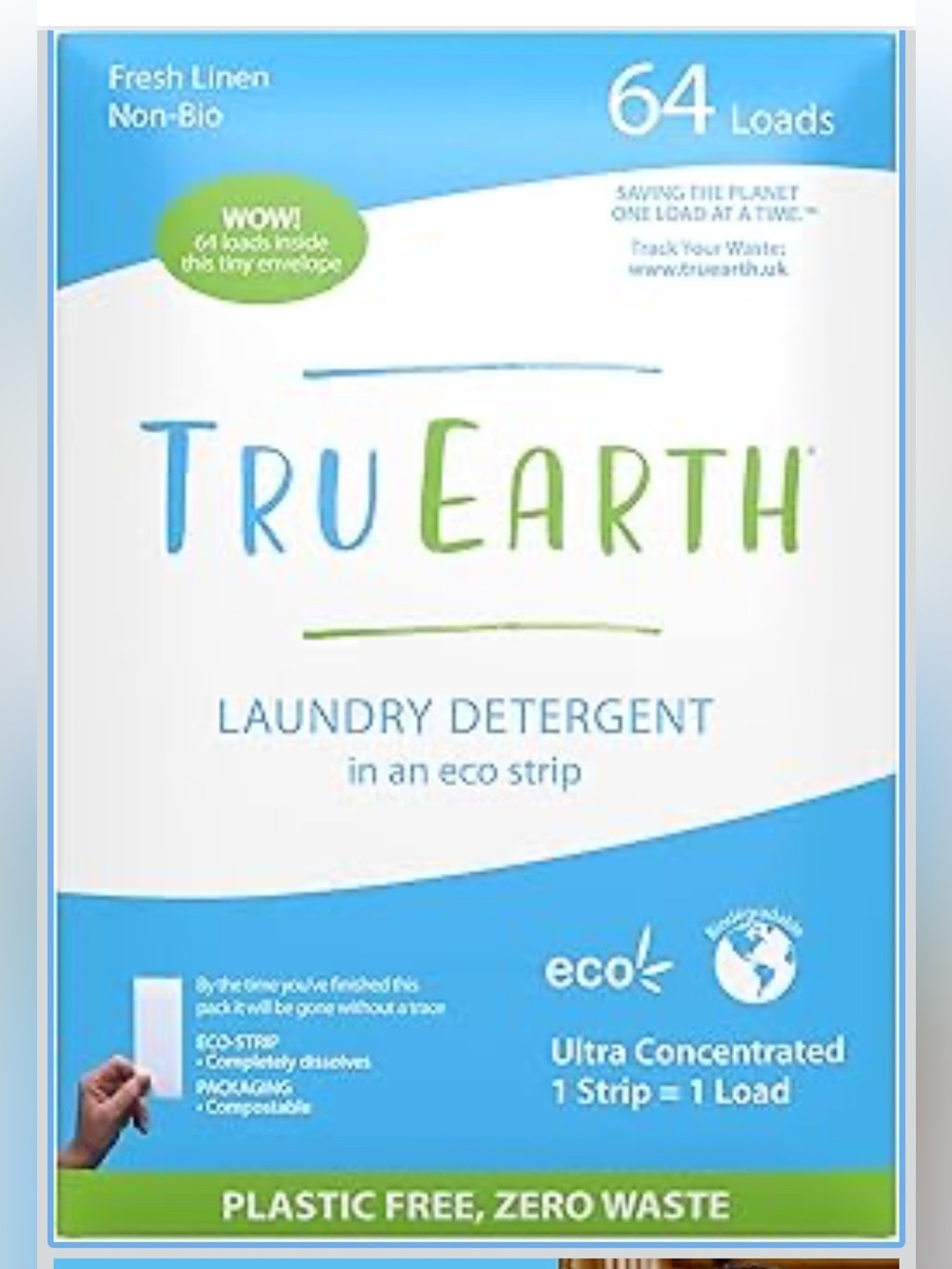 Tru Earth Compact Dry Laundry Detergent - Up to 128 Loads (64 Sheets)